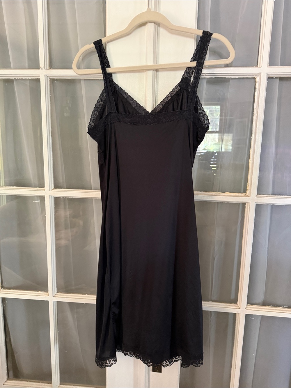 Vintage Black Lace-Trim Slip Dress Indie Whimsigoth Romantic - Picture 6 of 6